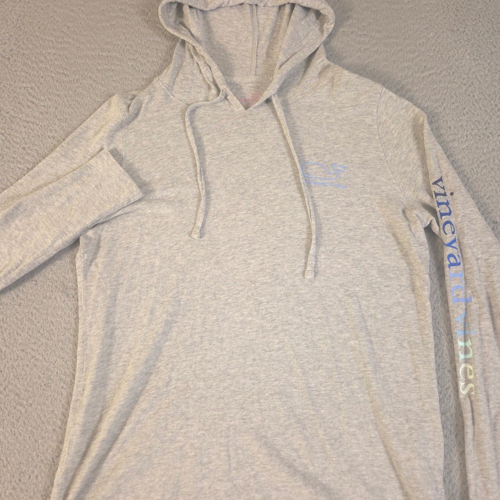 Vineyard Vines Hoodie Womens Small Gray Cotton Jersey Whale Graphic Pullover